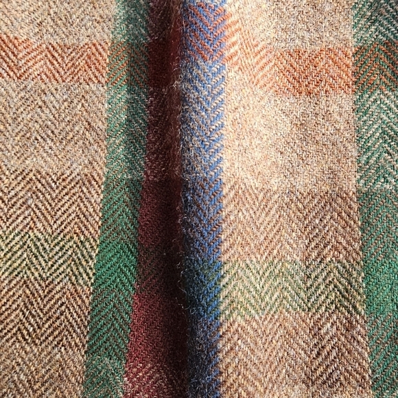 Mary Flaherty Ireland 100% Lambswool Pleated Tan/Multi Plaid Midi Skirt Size 12 - Picture 11 of 12